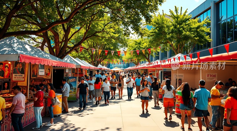 热闹集市人潮涌动美食琳琅满目