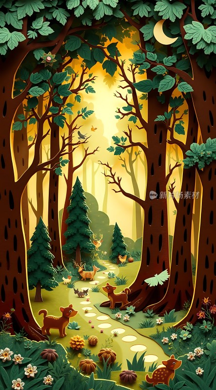 森林秘境动物与自然的和谐共处