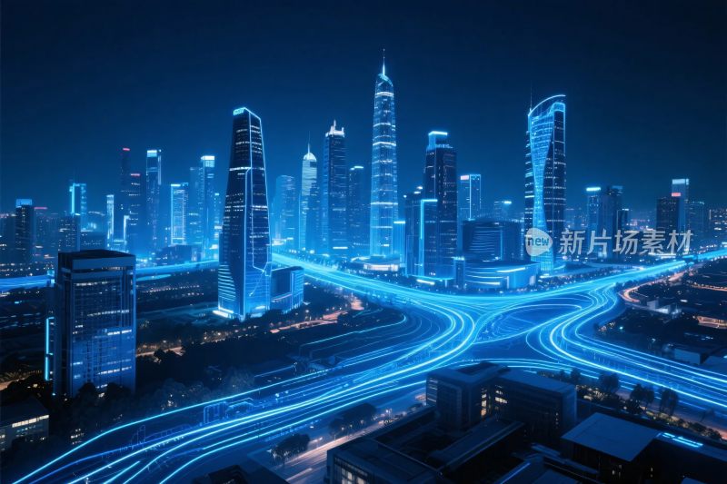 都市夜景灯光建筑群