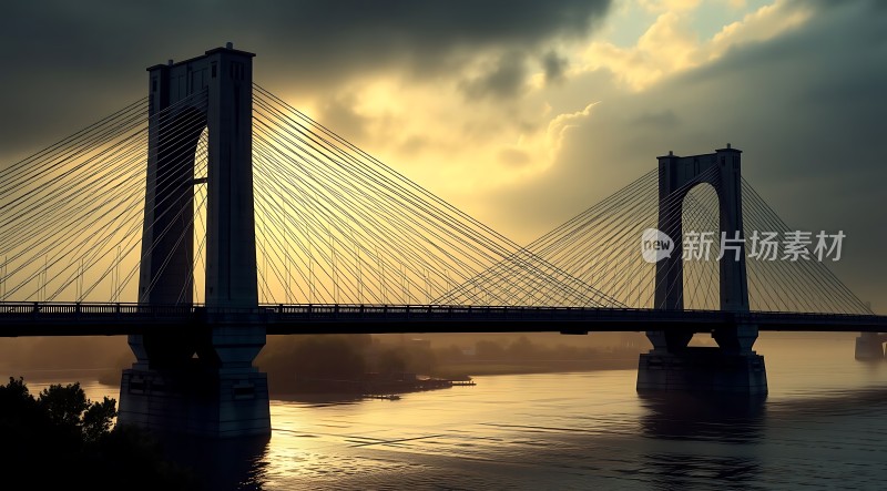 晨光下的跨江大桥