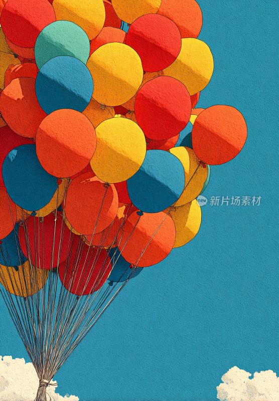 彩色气球飘向蓝天