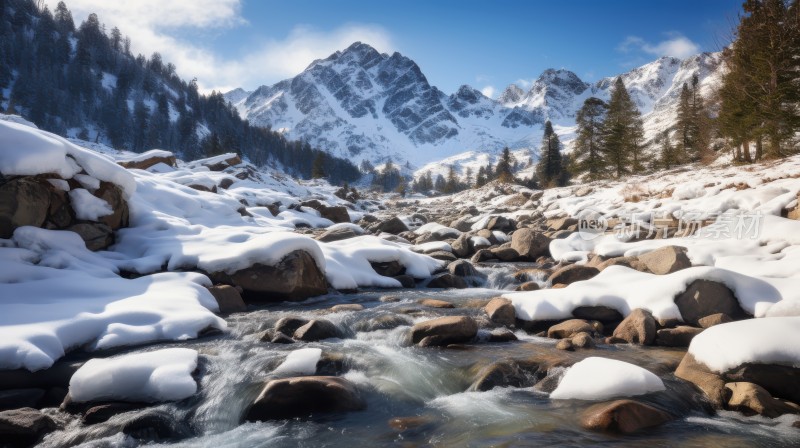 雪山下的溪流