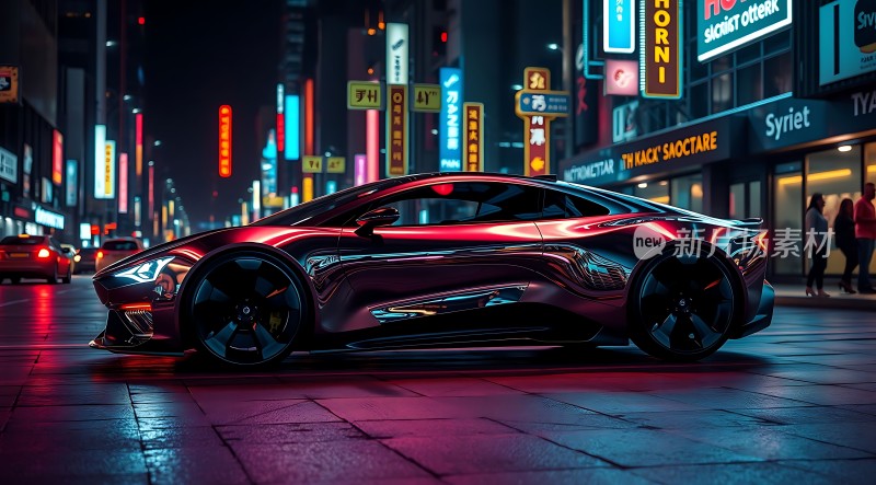 霓虹灯下未来座驾闪耀街头