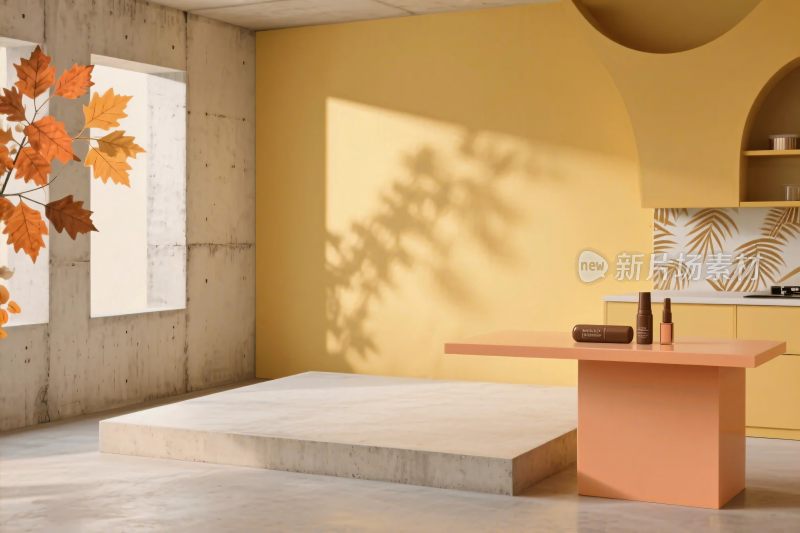 暖色调室内插画场景
