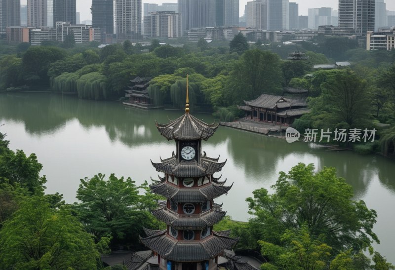 成都南湖钟楼景致