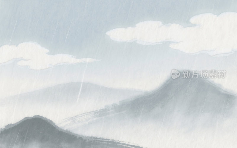 谷雨中国风山水插画