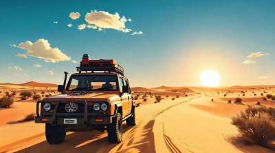 沙漠探险之旅越野车穿越金色沙丘 沙漠探险之旅越野车穿越金色沙丘