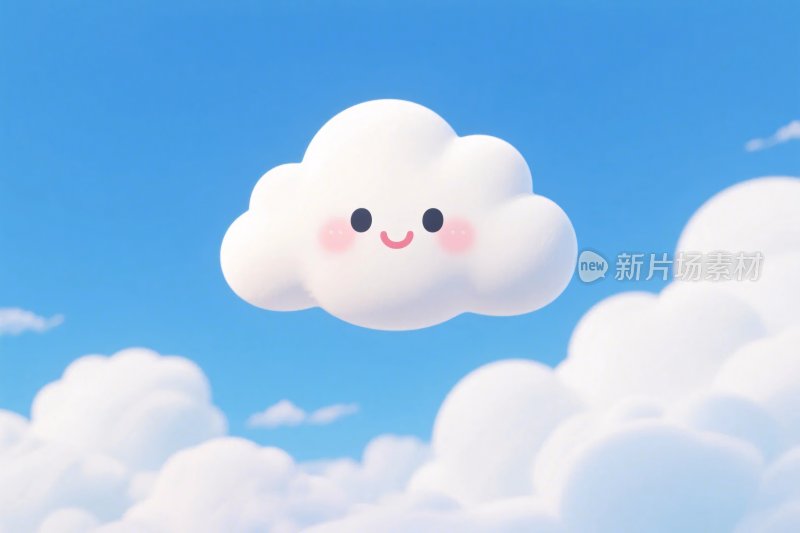 卡通笑脸云朵插画