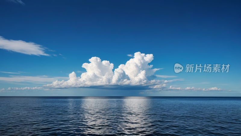 海洋上空一朵云蓝天明亮高清风景图片