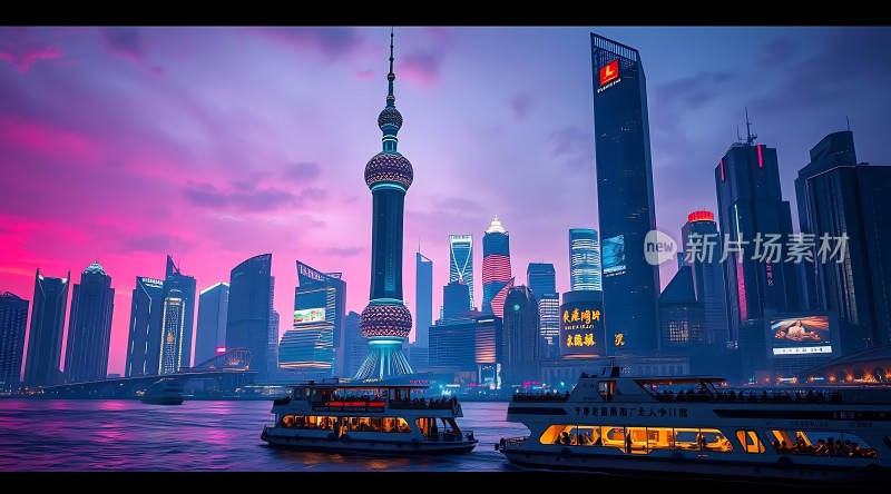 东方明珠与繁华都市夜景
