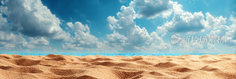 蓝天白云下的沙漠景观
