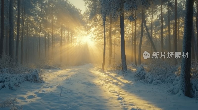 冬天树林冬季风景冬日雪景风光