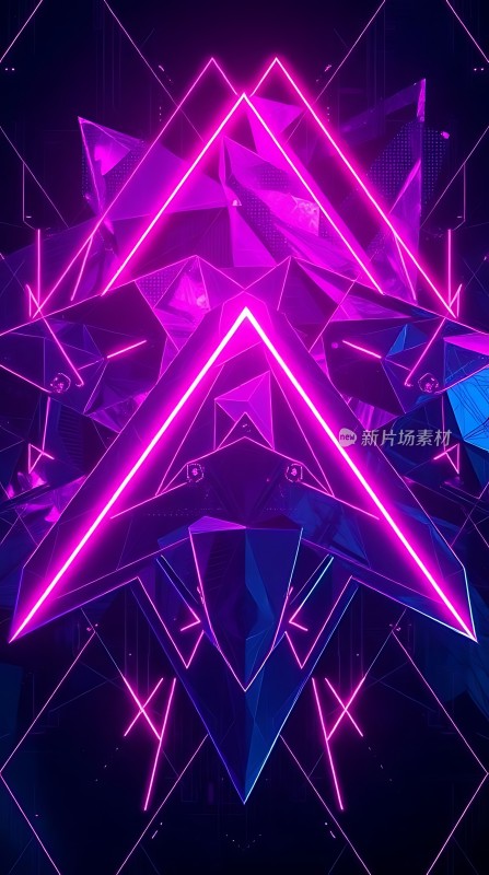 紫色霓虹光晕下的几何世界