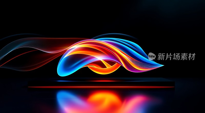 新片场素材炫彩光波交织