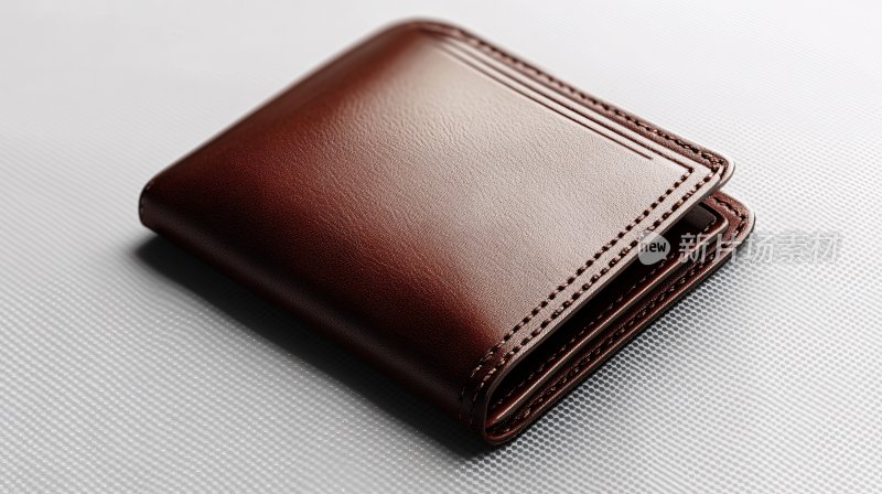 棕色皮质钱包特写
