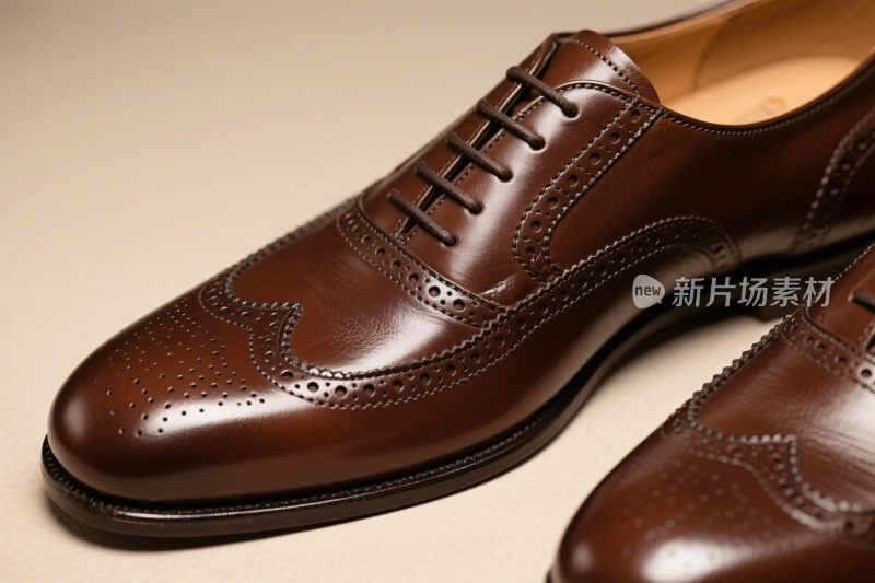 棕色商务皮鞋特写