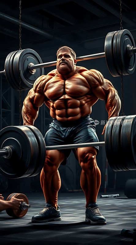 健身健美肌肉男展示力量与美感