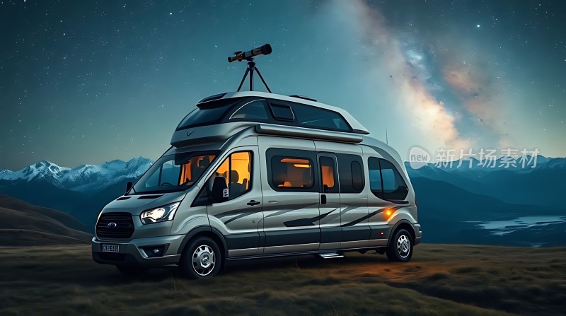 星空下的露营车探索宇宙之旅