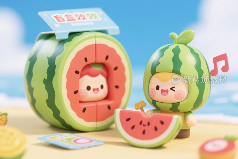 卡通西瓜玩偶场景