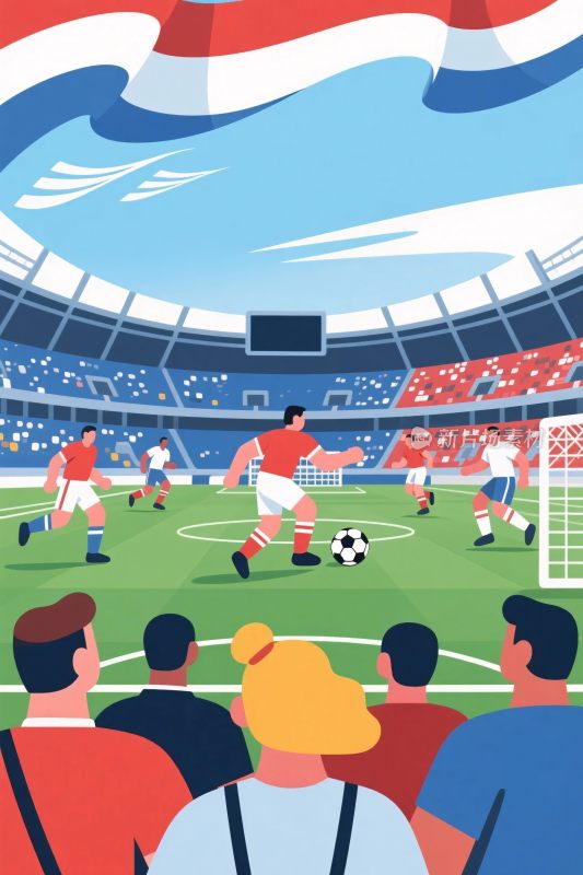 足球比赛体育场插画