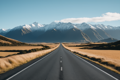 扫射山脉和天空背景的道路高清图片