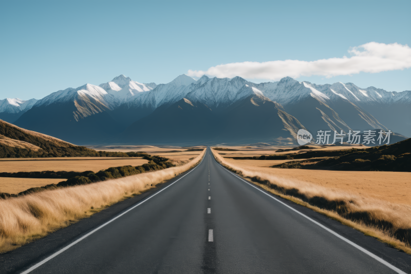 扫射山脉和天空背景的道路高清图片