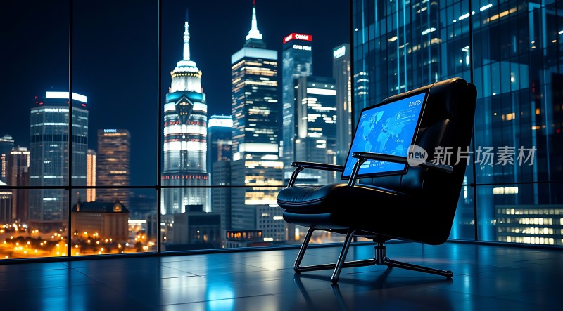 都市夜景下的智能办公椅