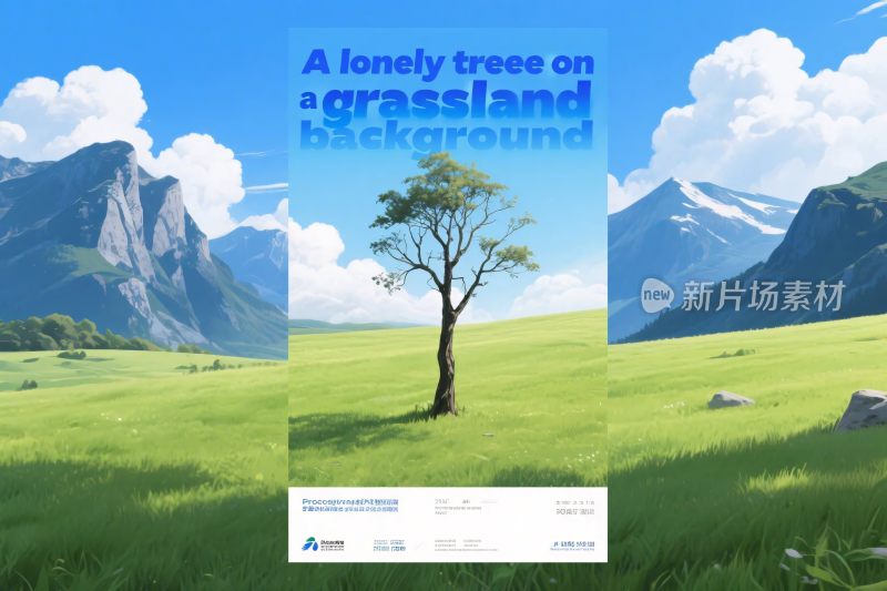 草原孤树风景插画