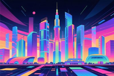 霓虹未来城市插画 霓虹未来城市插画