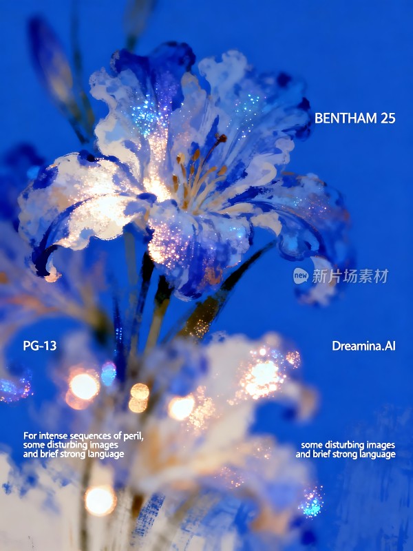 蓝色梦幻花朵闪耀光芒引人注目