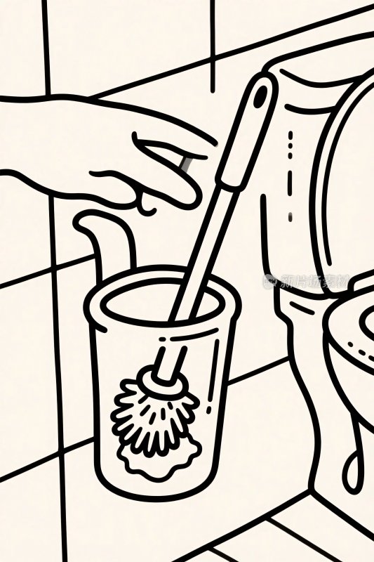 卫生间清洁工具插画
