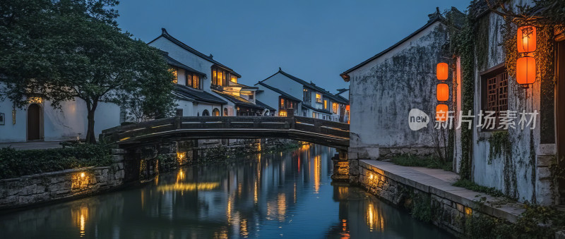 江南水乡乌镇古镇夜景建筑人文旅游图片