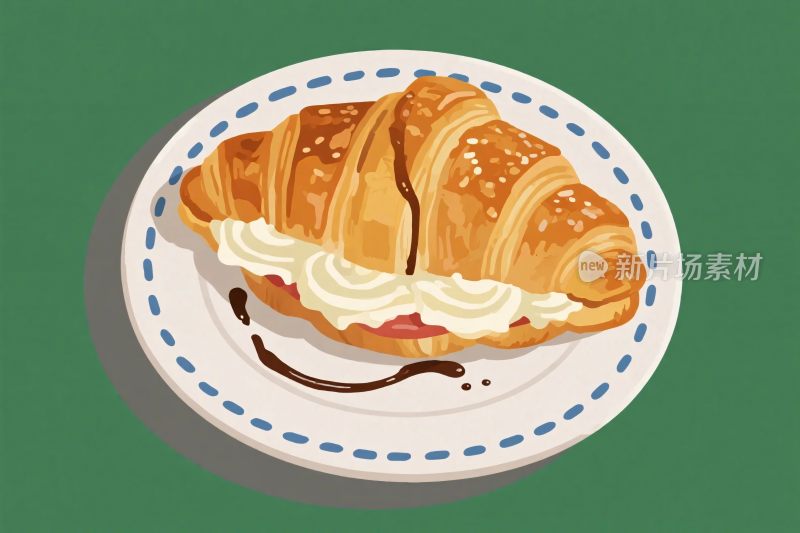 可颂甜点插画
