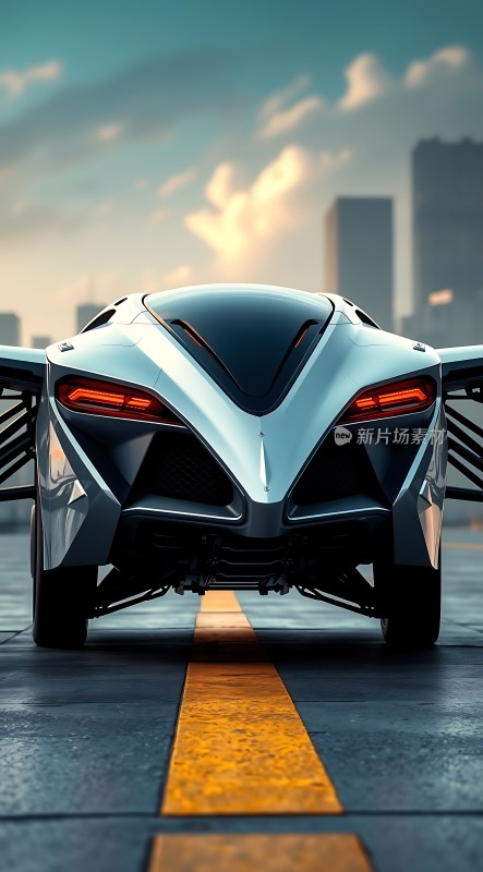 未来科技座驾城市天际线上的速度与激情