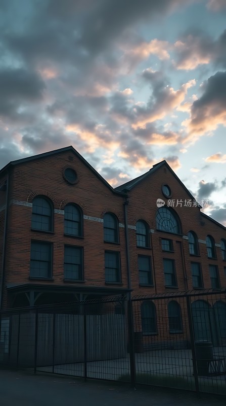 夕阳下的红砖建筑