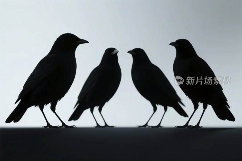 四只鸟剪影画面