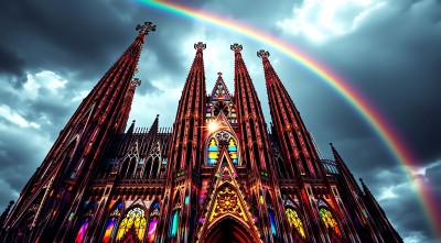 彩色教堂与彩虹