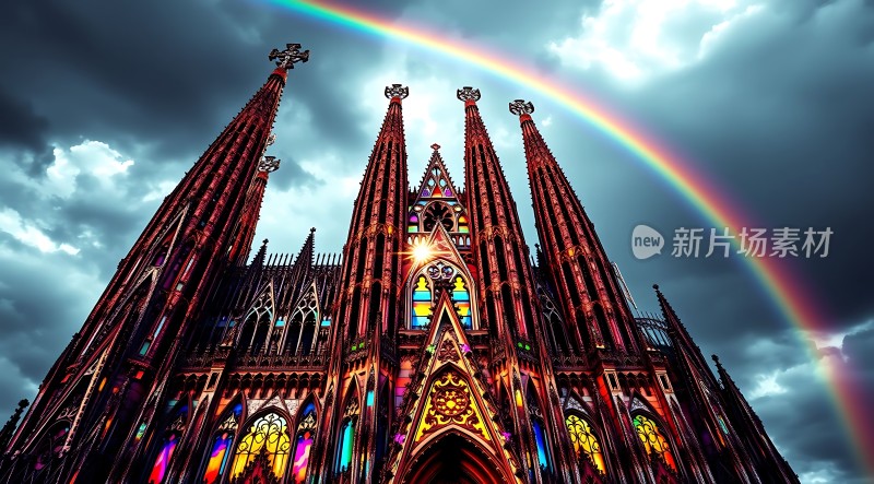 彩色教堂与彩虹