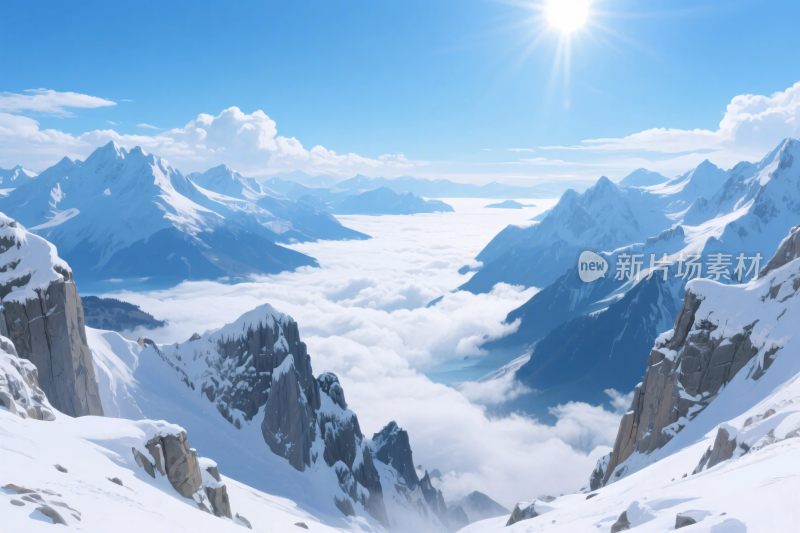 雪山云海风光图