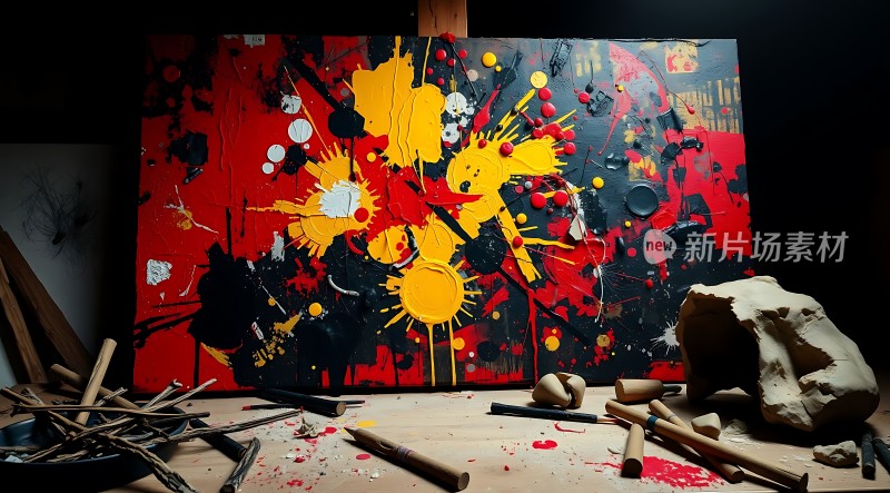 艺术创作现场色彩碰撞与灵感迸发