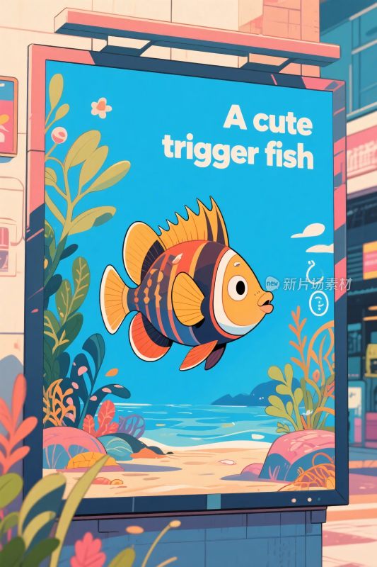卡通鱼广告海报
