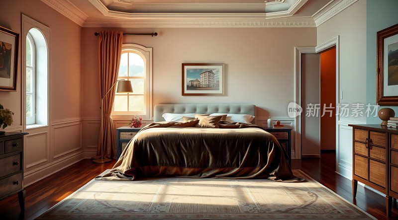 阳光洒满温馨卧室舒适床铺静待入眠