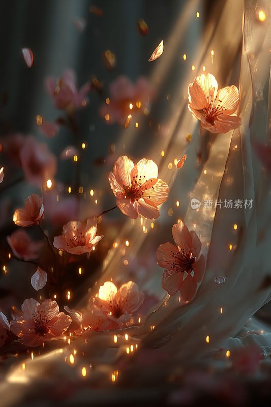 梦幻唯美的飘落樱花画面