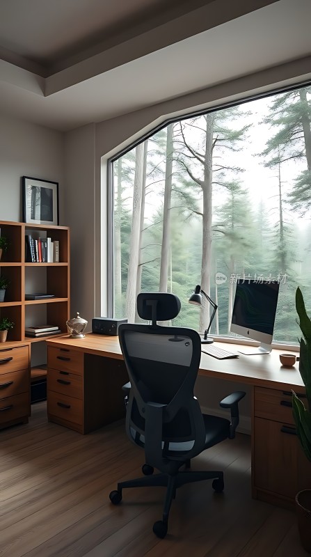 现代简约办公空间自然光线充足绿意盎然营造舒适工作环境