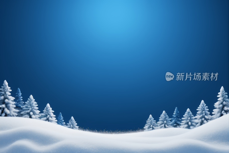 雪景树木和蓝天高清背景纹理图片