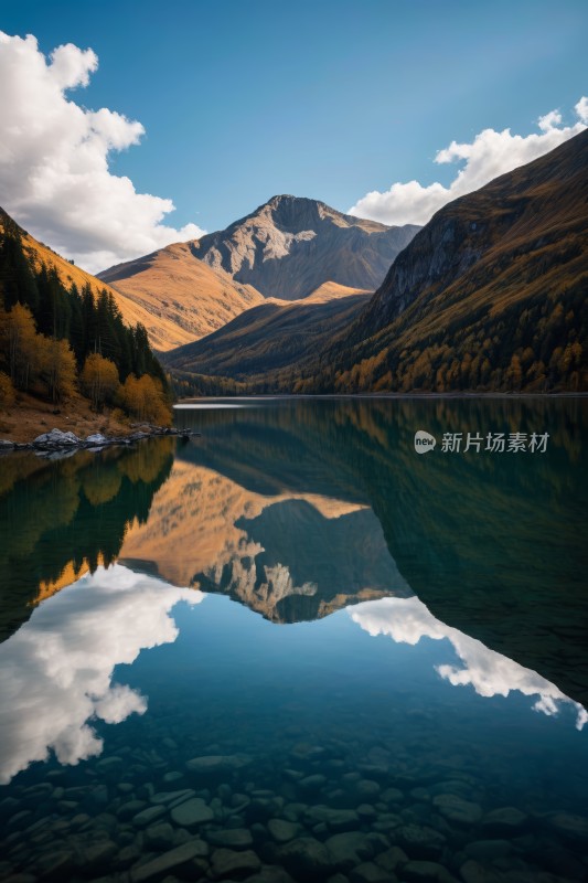 山倒映在湖中高山清图片