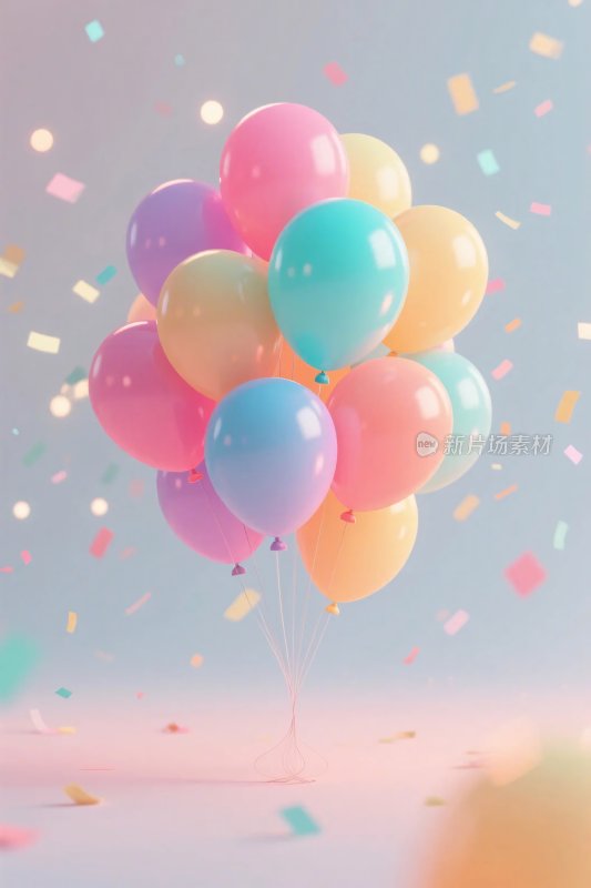 缤纷彩色气球庆祝场景