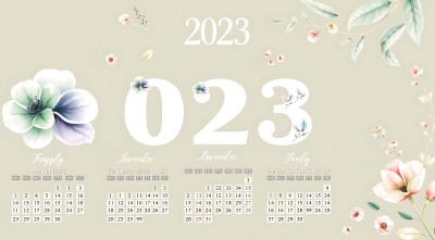 2023年2月日历淡雅花卉设计 2023年2月日历淡雅花卉设计