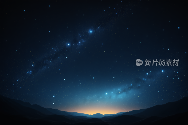 星空夜空有山脉和遥远的星空高清背景图片