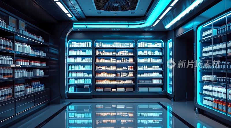 未来科技实验室药品整齐排列环境整洁明亮